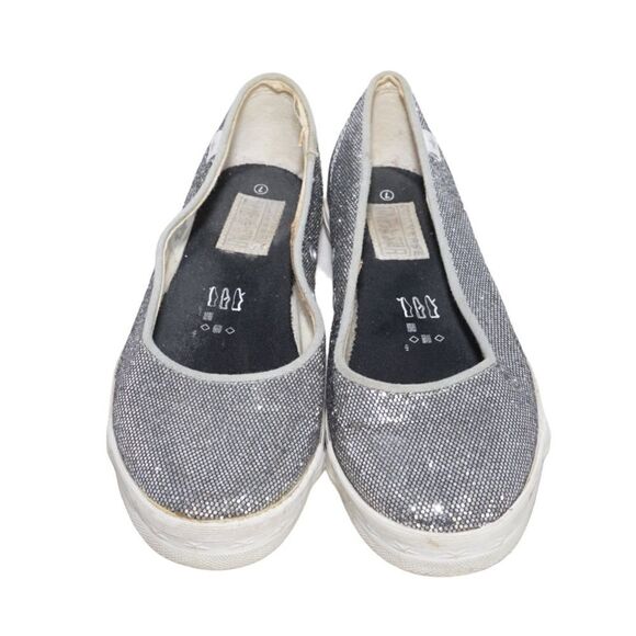 Converse All Star Silver Glittery Flats, Size 7 - Picture 6 of 10